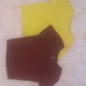 2 for 1: Wild Fable cropped tops . Burgundy: V neck . Yellow: normal neckline .